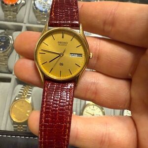 Seiko Gold Watch with Brown Strap